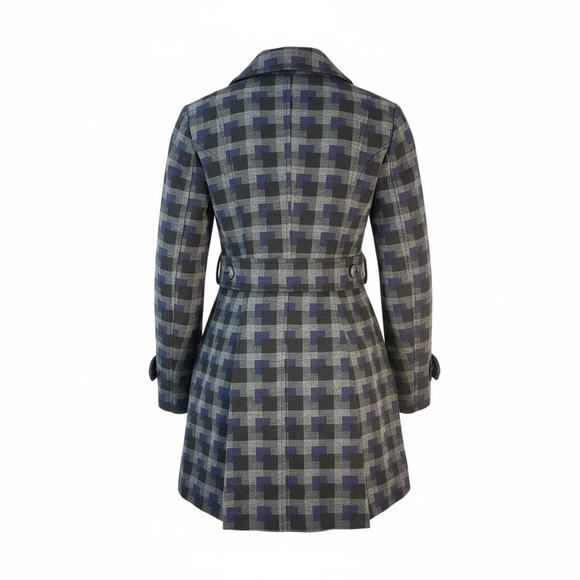 CAbi Blue and Gray Checkered Pea Coat - Picture 2 of 9